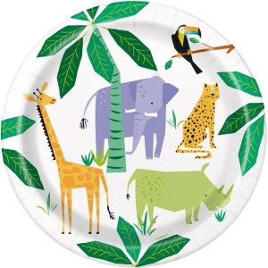 Safari Large Party Plates x 8, Safari theme baby shower, safari birthday party plates, wild one tableware, two wild party