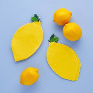 Lemon Shaped Napkins Pack of 16, Amalfi lemons, Summer Birthday Party, Positano Party tableware, cocktail napkins, Italian Party