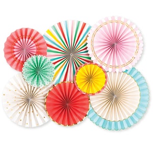 Hip Hip Hooray Party Fans Set x 8, Birthday Party Decorations, Colourful Party supplies, Birthday decorations, My Mind's Eye party supplies