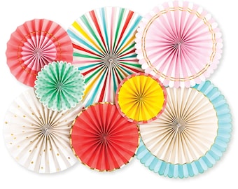 Hip Hip Hooray Party Fans Set x 8, Birthday Party Decorations, Colourful Party supplies, Birthday decorations, My Mind's Eye party supplies