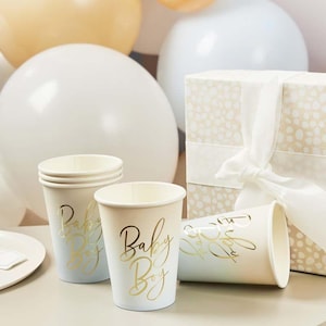 Blue Baby Boy Paper Cups x 8, Baby Shower Cups, Baby Shower Supplies, Baby Shower Tableware