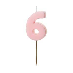 Light Pink Number 6 candle, 6th birthday, 16th, 60th birthday candles, light pink princess cake candles
