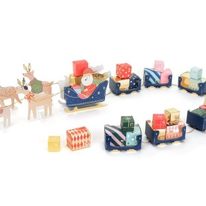 Santa's Sleigh - Christmas Advent Calendar Boxes -  Santa Sled Advent Calendar Kit, DIY Make Your Own