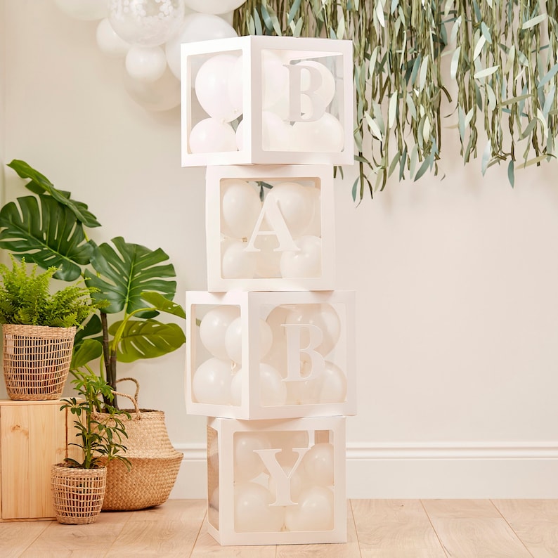 White Baby Shower Blocks Botanical Baby Shower Decor Etsy