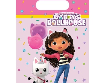 Bolsas de plástico para fiestas de Gabby's Dollhouse (6 unidades), artículos para fiestas de Gabby's Dollhouse
