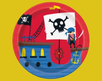 8 assiettes de fête pirate, articles de fête pirate, fête à thème pirate, table de fête pirate, décorations de fête pirate pour enfants