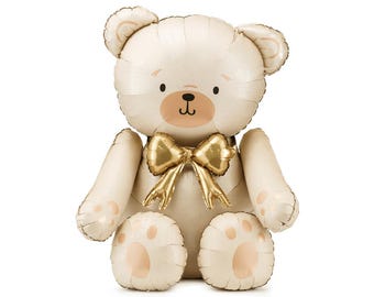 Folieballong med björnmotiv, babyshowerballong med björnmotiv, björntemaballong, björnfest med 1-årsfest, nallebjörnsfesttillbehör
