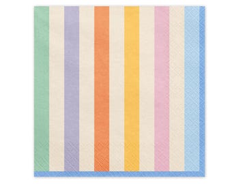 Pastel Stripes Napkins x 20, pastel party supplies, pool party napkins, summer birthday party supplies