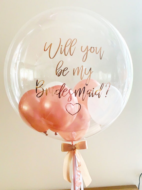 Will you be my Bridesmaid Girl Squad EngagedAF Now act surprised like you had no idea this was coming Proposal Balloon Message Gift Box