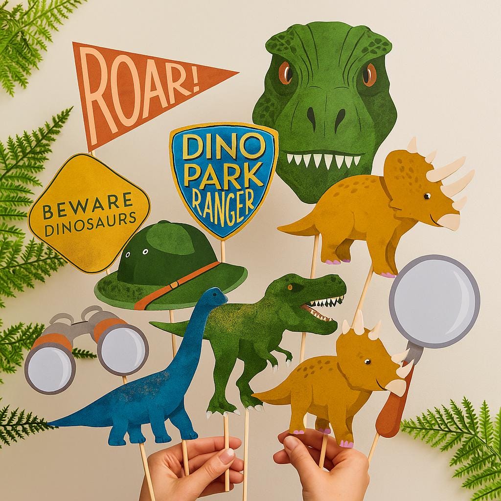 BHGT 8PCS Masques De Dinosaure Et 10PCS Autocollants Temporaires Ac De Deguisement Costume Cadeau Fourniture De Fete Amz