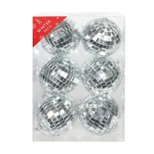 8cm Silver Disco Mirror balls x 6, Hanging glitterball party decorations, birthday, wedding, anniversary party decor