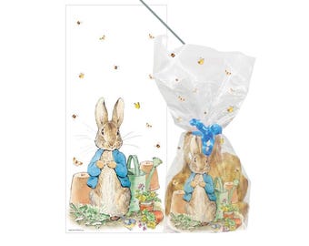 Sacchetti per dolcetti in cellophane di Peter Rabbit con laccetti, sacchetti per feste di Peter Rabbit di Beatrix Potter