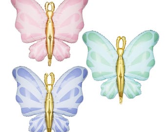 Giant Butterfly Foil Balloon in pastel mint, blue or pink, Butterfly Balloon, 69x69 cm, Butterfly Decorations Balloon, Birthday Balloon