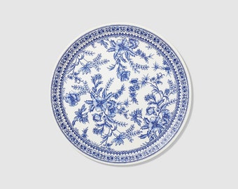Coterie Party French Toile Style Vintage Toile Large Paper Plates x 10, Blue Party Plates