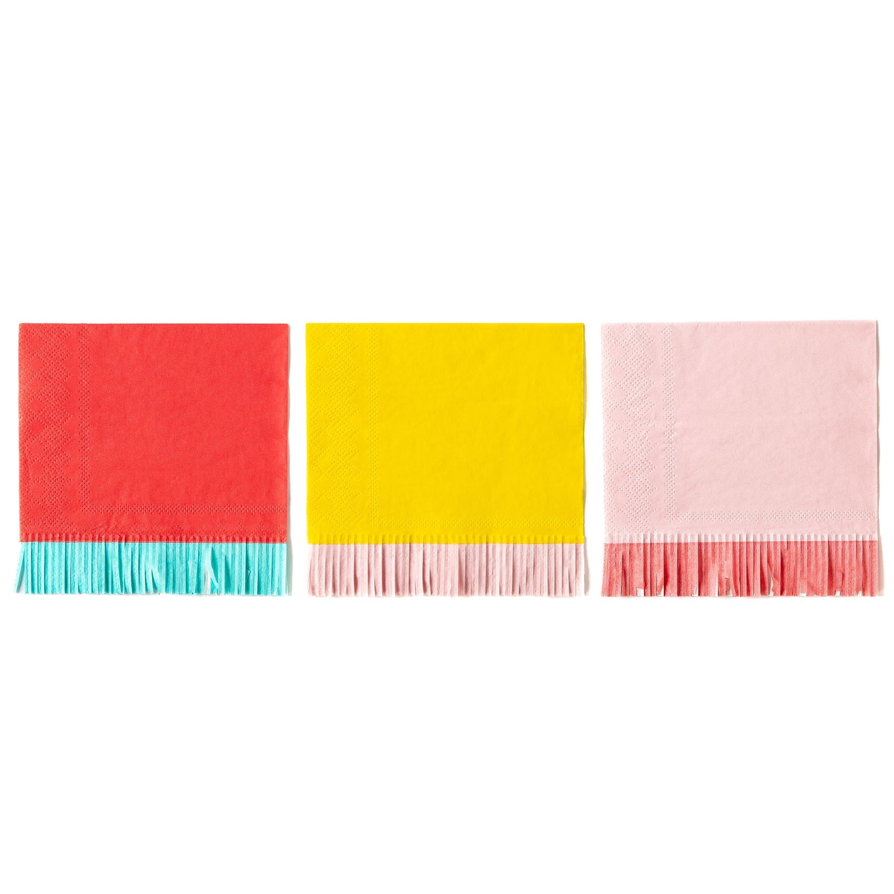 Hip Hip Hooray Colourful Fringe Cocktail Napkins (pack of 24), My Mind's Eye Party Colourful fringe edged set of party napkins