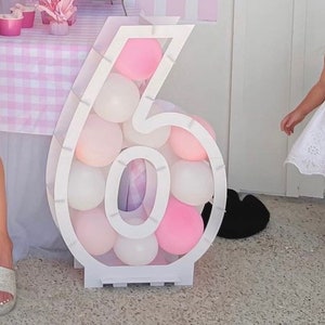 DIY Balloon Mosaic Number 6 Stand, Balloon Mosaic Frame 6th 16th Birthday Balloon Decor, Balloon Frame Birthday Decorations