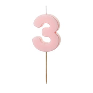 Light Pink Number 3 candle, 3rd birthday, 13th, 30th birthday candles, light pink cake candles
