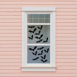 Black Bat Halloween Stickers x 24, Bat Window Clings, Halloween Decorations, Bat Decorations, Halloween Window Display