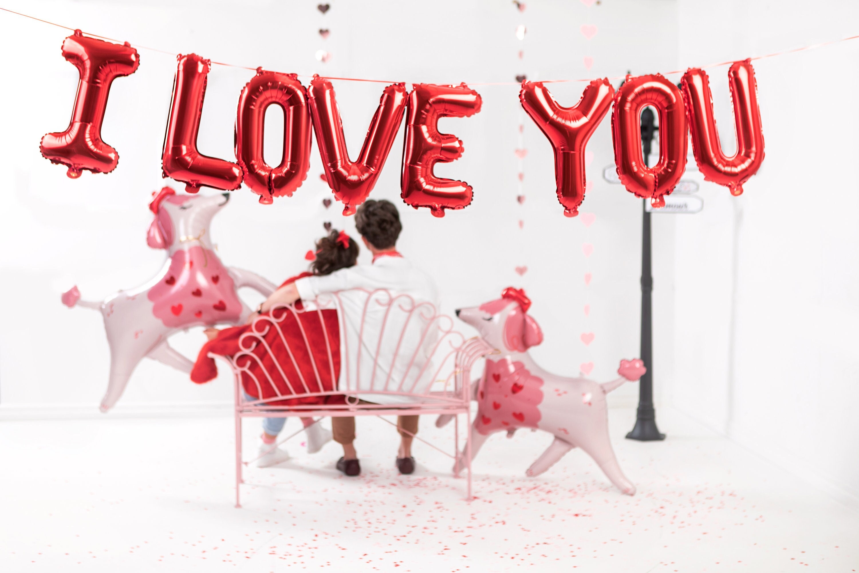 Foil Love Hearts Backdrop Curtain Valentines Day Decorations