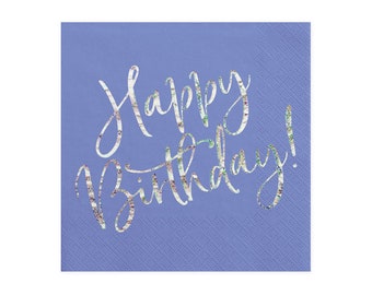 Blue Happy Birthday Party Napkins x 20, Blue Party Tableware, cocktail napkins