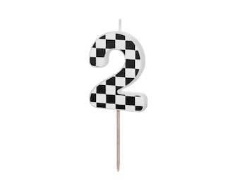 Chequered Flag Number 2 Candle, 12th birthday, birthday candles, racing party cake candles, car party candles, formula one birthday candle