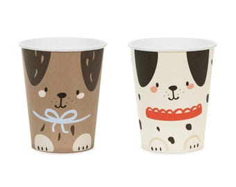 Vasos para fiesta de perros x 6, Vasos para fiesta de cachorros x 6, Juego de vajilla para fiesta de cumpleaños con temática de perros. Vasos para fiesta de cachorros para niños.