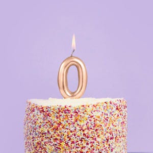 Gold Number 0 Candle, birthday cake candle