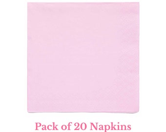 Serviettes de table roses pastel guimauve (lot de 20), Articles de fête roses, Vaisselle d'anniversaire rose