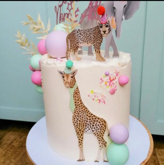 Giraffe Birthday Cupcake Toppers – 7-Piece Jungle Safari Cake Decorations – Wild One Party Supplies For Baby Boy Or Girl - View #7