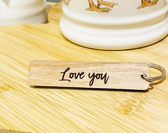 Love you Keyring - Personalised Wooden Mothers Day Gift, Anniversary Keepsake, Personalised Keyring, Anniversary Gift, Nana gift, Mum Gift