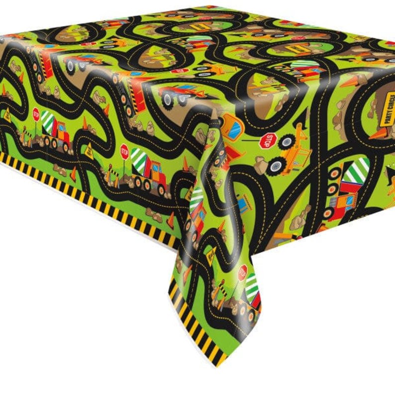 Construction Party Table Cover Construction Party Tablecloth Construction Party Tableware Digger Party Tractor Party Supplies