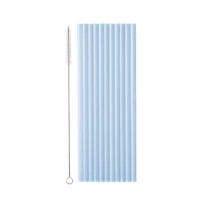 Lichtblauwe plastic rietjes – set van 12, babyblauwe feestrietjes, herbruikbare feestrietjes, milieuvriendelijke feestartikelen, blauwe feestartikelen