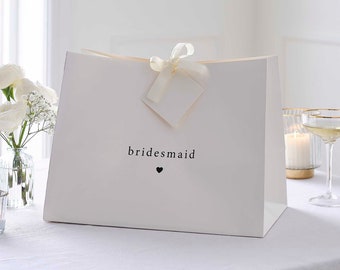 White Bridesmaid Gift Bag, Bridesmaid to be bag, Thank you Bridesmaid luxury bag
