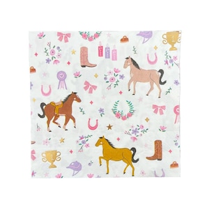 Horse Party Pony Tales Large Napkins x 16, horse birthday party napkins, horse theme party supplies