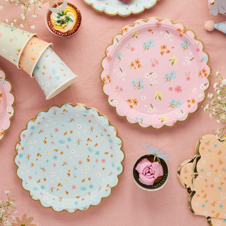 Floral Tea Party Paper Plates x 8 Party Supplies Floral Tea Party Paper Plates x 8