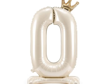 Standing Number 0 Foil Balloon - Light Cream, number balloon, beige birthday balloon, cream birthday number balloon, 30th, 40th, 50th, 60th
