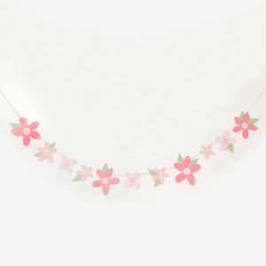 Guirnalda de flores rosas para fiesta, banderines florales de princesa rosa para cumpleaños de niñas, decoraciones rosas para fiestas, decoración para fiestas en el jardín