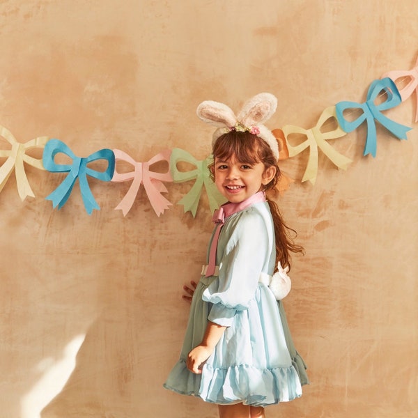Tissue Paper Bow Garlands x 3, Bow theme party decorations, Pastel Bows