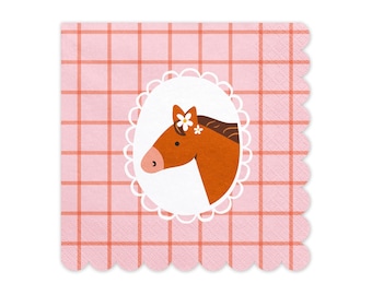 Horse Party Napkins x 12, Horse Themed Party Tableware, kids birthday party animal theme, cowgirl party napkins