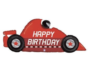 Racing Car Foil Balloon | Red Race Car Birthday Balloon, Party Decor, Racing Birthday Party Balloons, Giant Helium Car Balloons Decor