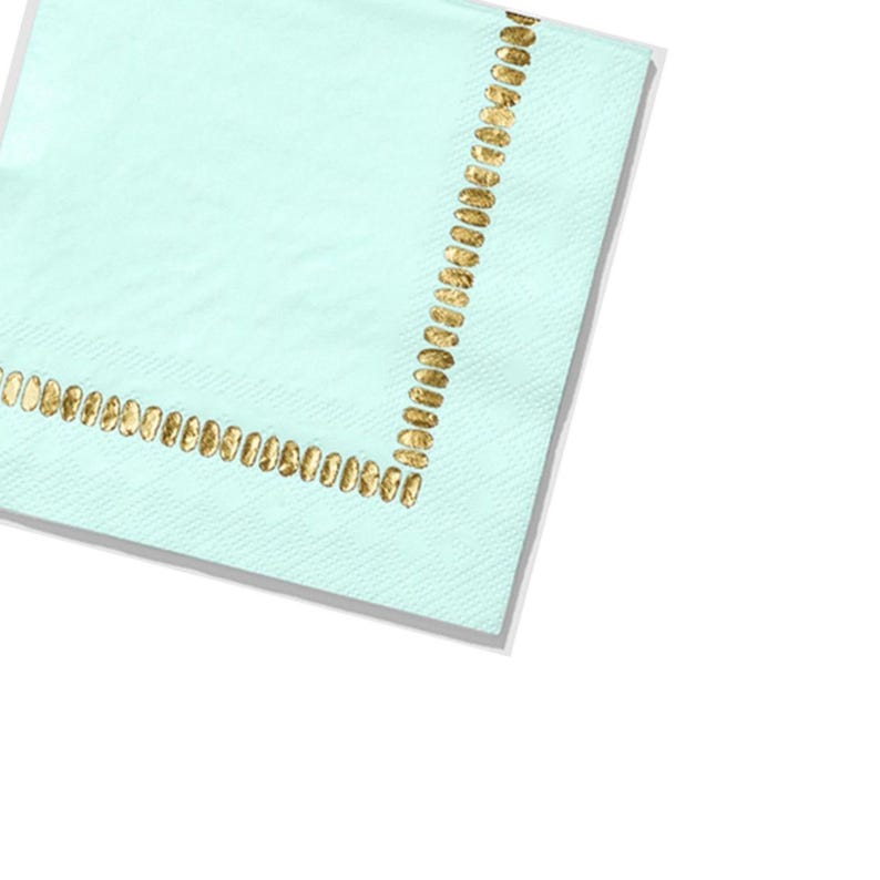 Mint Brushstroke Cocktail Napkins - Thumbnail 5