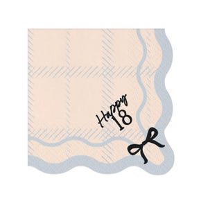 Black Bow Happy 18 Paper Napkins x 12, Bow themed 18th birthday party supplies, monochrome party