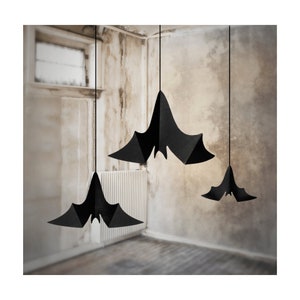 Hanging Bat Decoration, 3 Black Hanging Bats, Bat Halloween Decorations