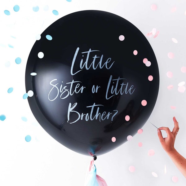 Gender reveal balloon, Little Brother or Little Sister Confetti filled Gender Reveal balloon