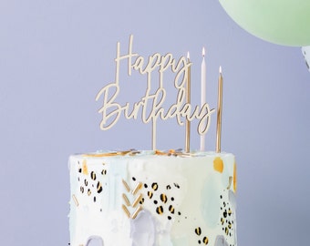 Décoration de gâteau d'anniversaire en bois