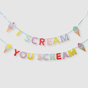 I Scream, You Scream Ice Cream Party Bunting! Ice Cream Party Decorations, Ice Cream Birthday Party Decor, Coterie Party Supplies