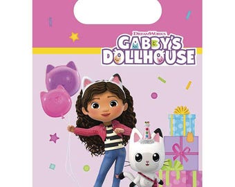 Gabby's Dollhouse Paper Party Bags x 4, Gabby's Dollhouse party supplies