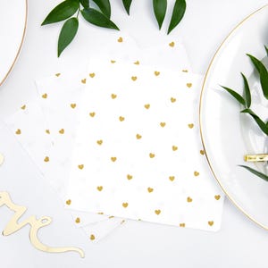 20 Gold Heart Paper Napkins, Gold Wedding Napkins, Gold Baby Shower, Gold Anniversary, Engagement Party, Gold Party Decorations tableware