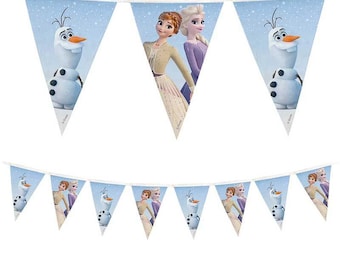 Disney Frozen Party Reusable Flag Banner, Frozen Party Supplies, Frozen party bunting, Frozen theme party decorations