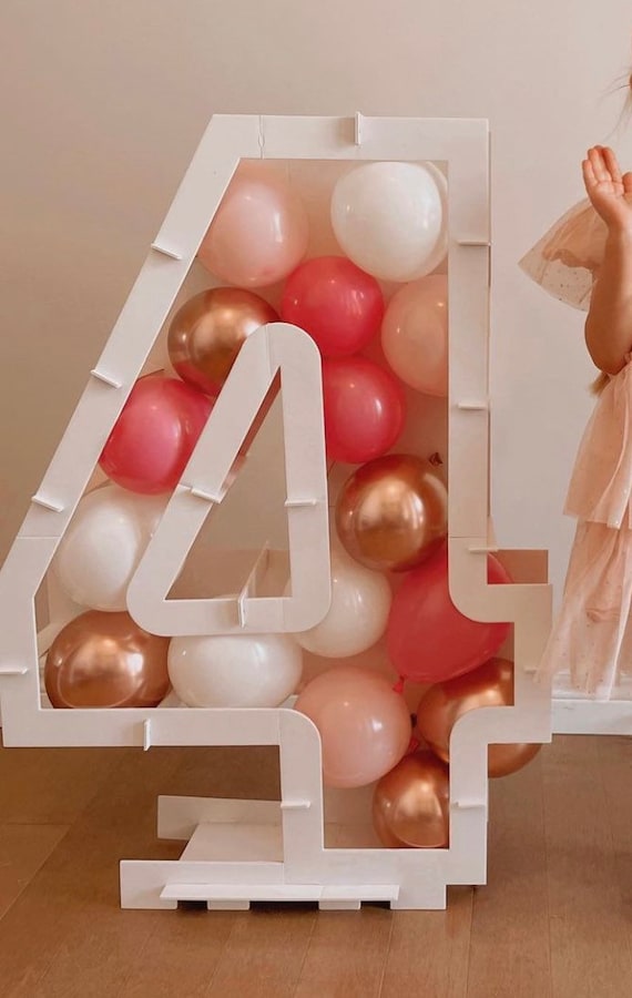 Balloon Mosaic Number 4 Stand, Balloon Mosaic Frame 40th